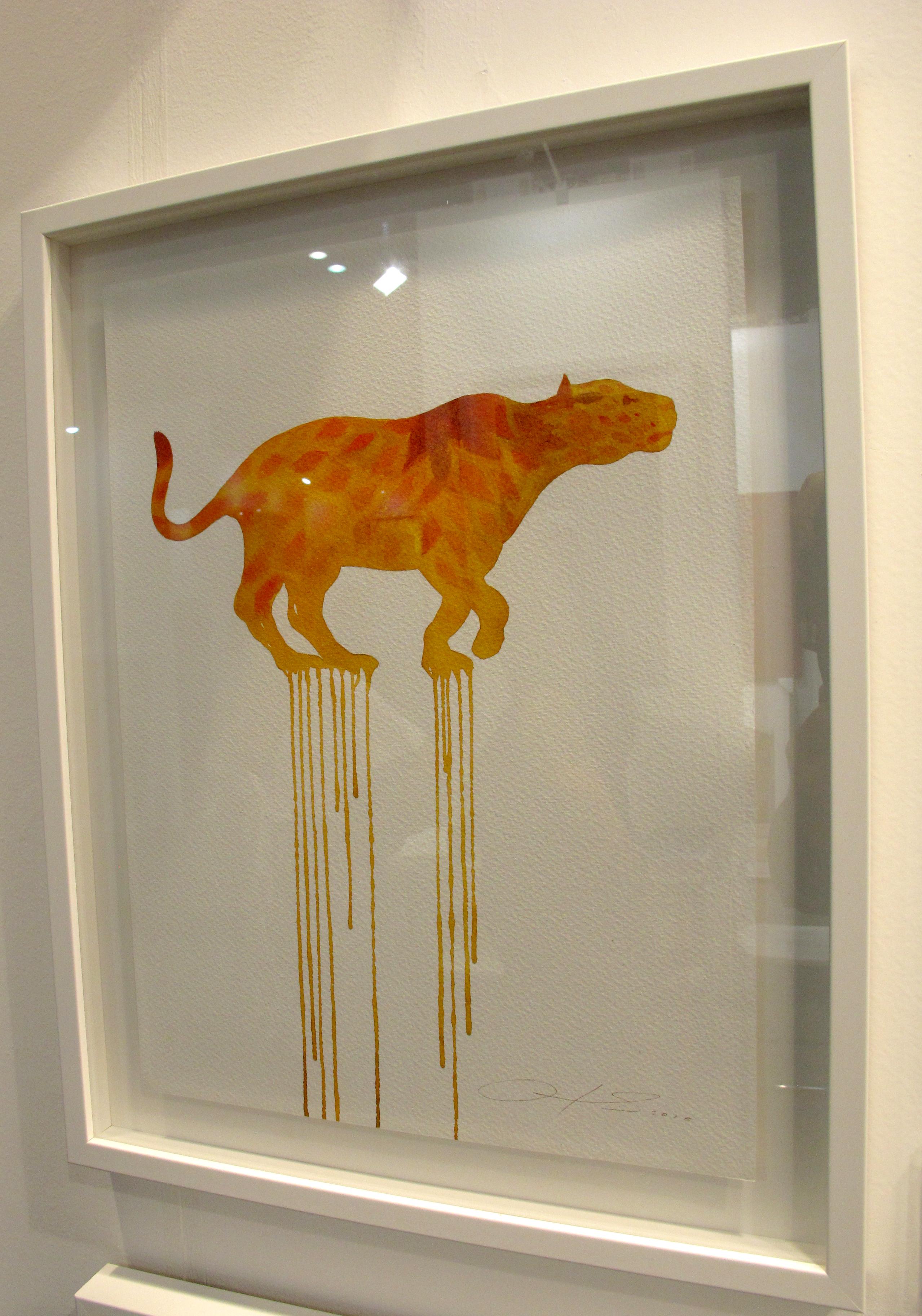 „ „Blooming Jaguar““, Aquarell- und Bleistiftillustration auf Aquarellpapier (Zeitgenössisch), Art, von Oliver Flores