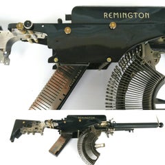 Black Remington : ; Vintage Typewriter Machine Gun series, Black Wall Sculpture