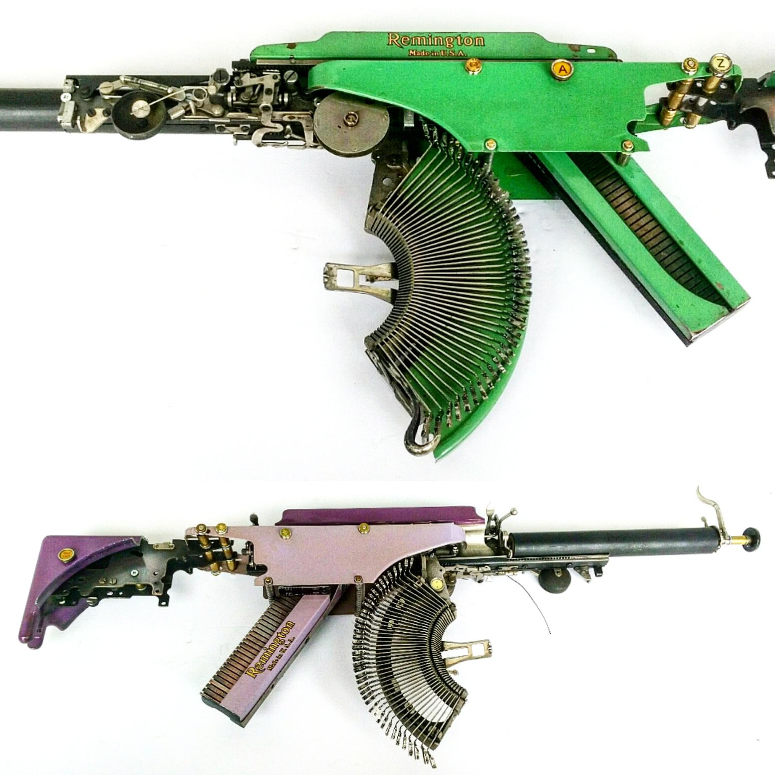 Remington Purple USA - Vintage Typewriter Machine Gun, Pastel Wall Sculpture 2