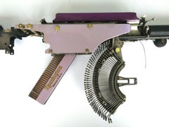 Remington Purple USA - Vintage Typewriter Machine Gun, Pastel Wall Sculpture