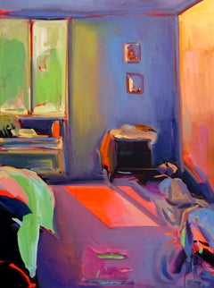 Sunset Summer, Oil on canvas, bright and colorful textured interior series
