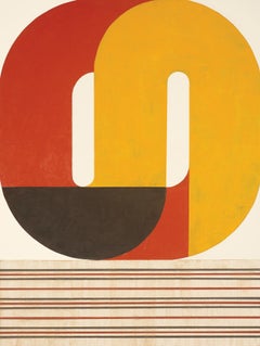 Black Bowl, striking modern geometric abstract, red, orange and black palette