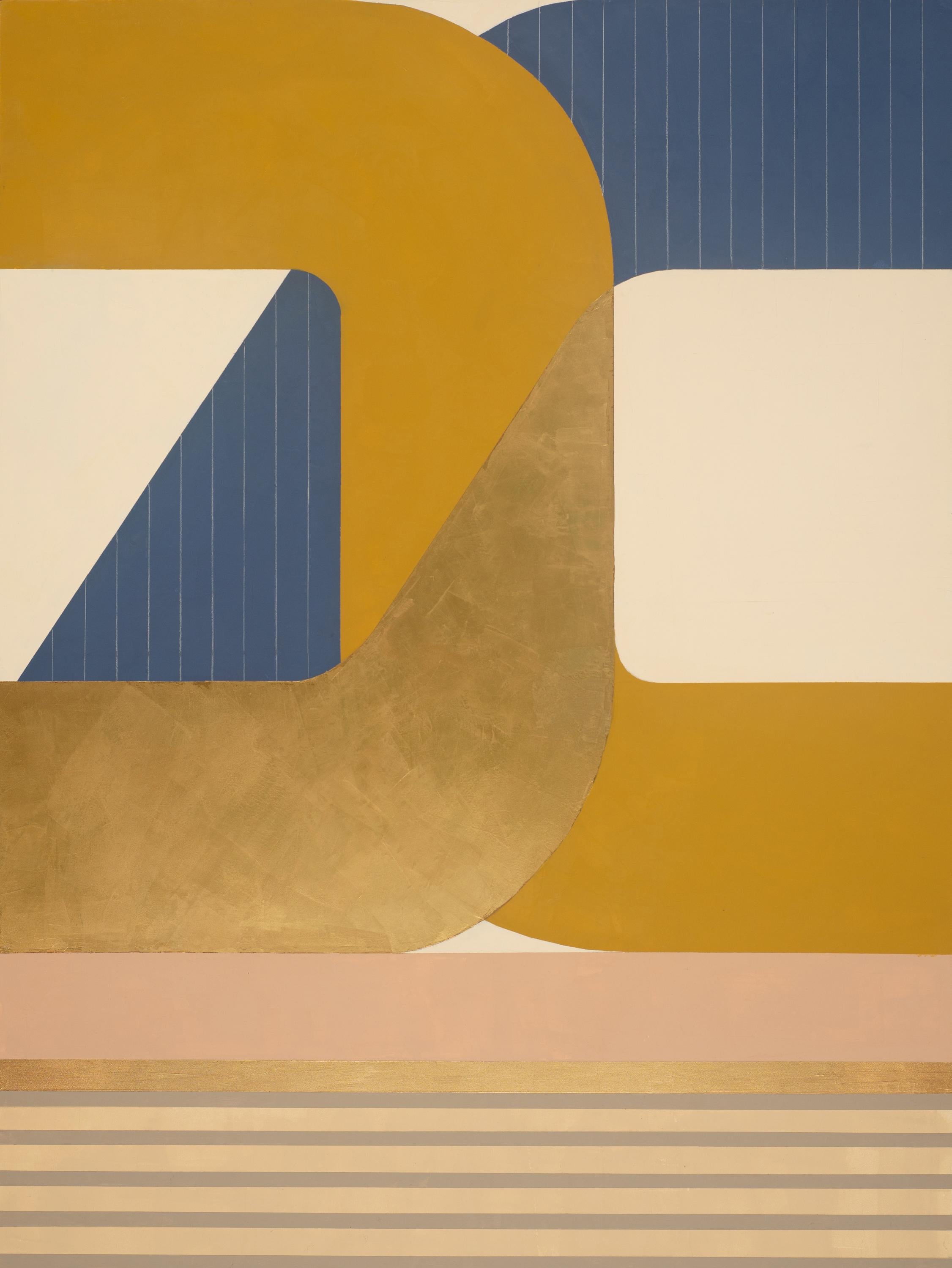 Kazaan Viveiros Abstract Painting - Paradigm Shift, striking modern geometric abstract painting, bright palette