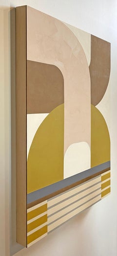 Track Shift, un dipinto astratto moderno e geometrico di grande impatto, con una tavolozza morbida