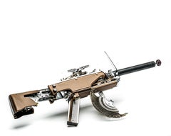 Olympia with Chocolate, Vintage Typewriter Machine Gun, wall sculpture