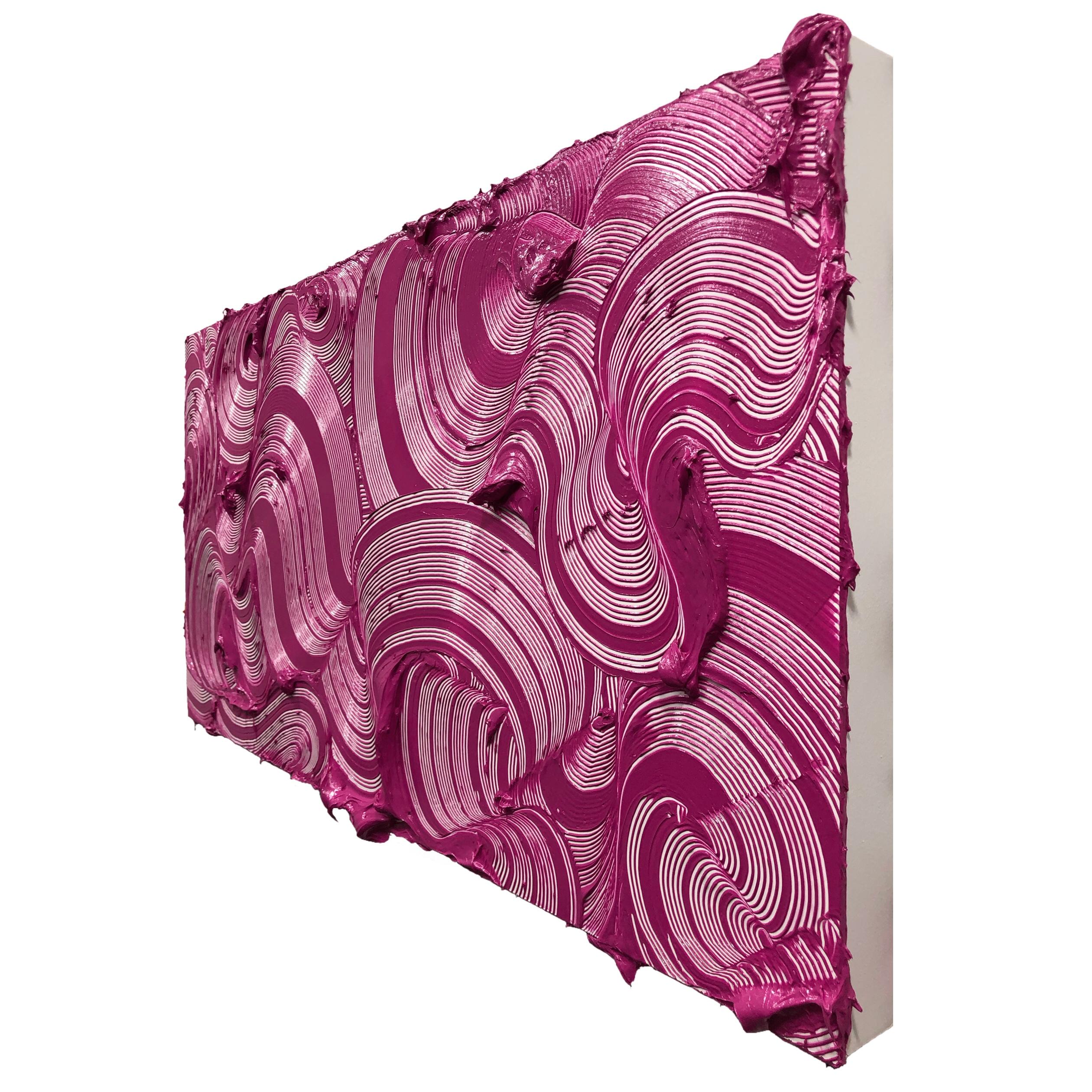 Guzzolene I - textured contemporary painting, magenta strokes, abstract - Painting by Tim Nikiforuk
