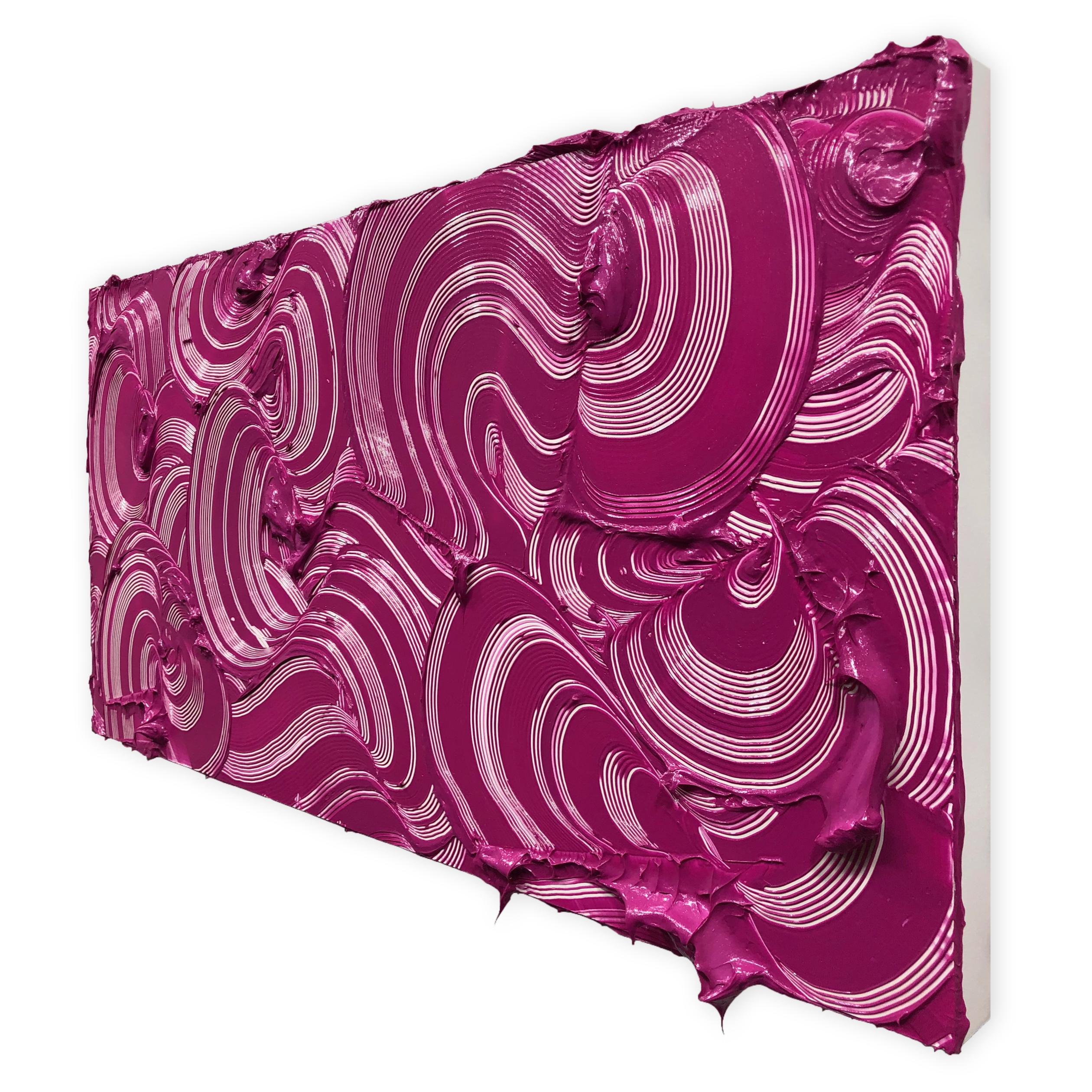 Guzzolene II - textured contemporary painting, magenta strokes, abstract - Sculpture by Tim Nikiforuk