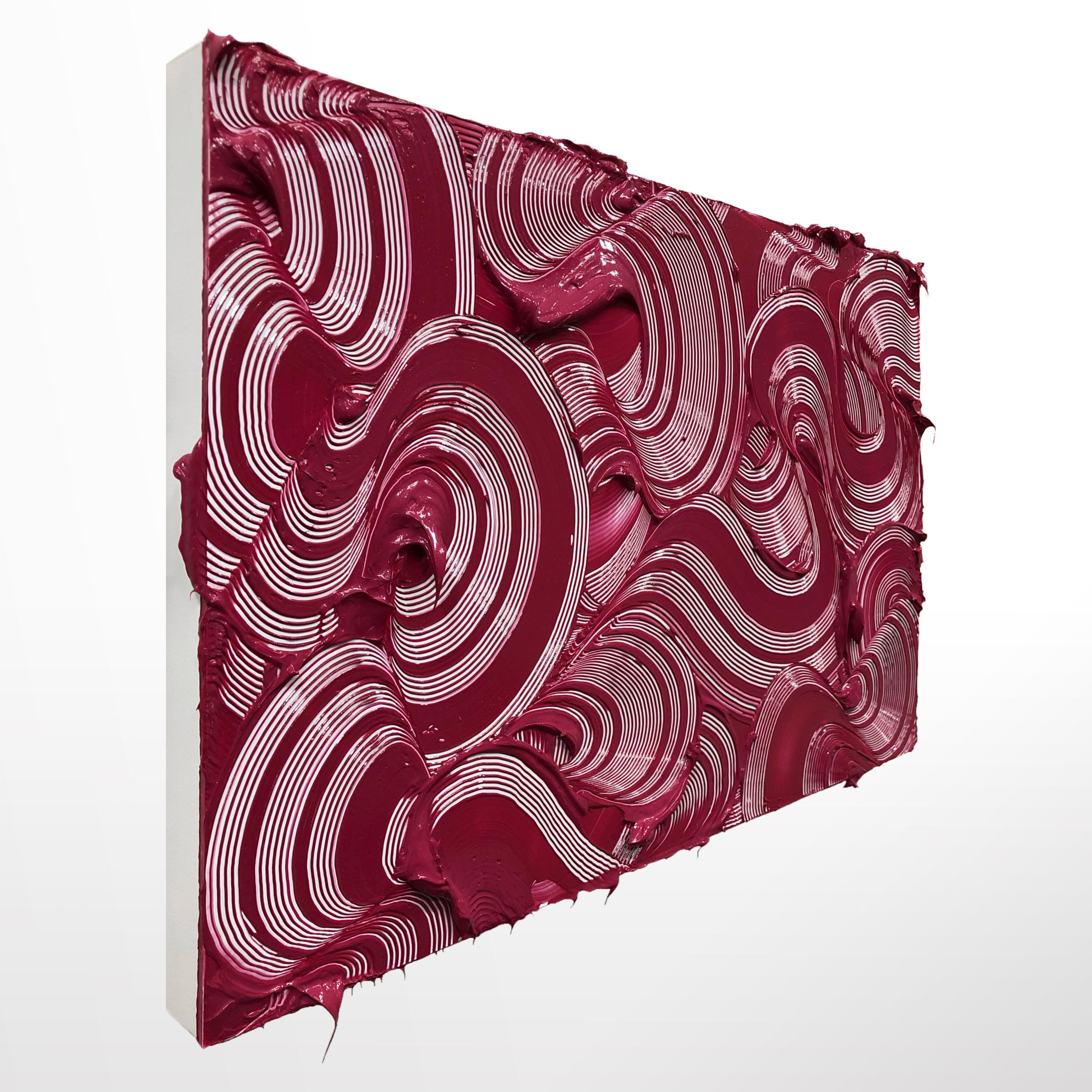 Splendid I - textured contemporary painting, magenta strokes, abstract - Sculpture by Tim Nikiforuk