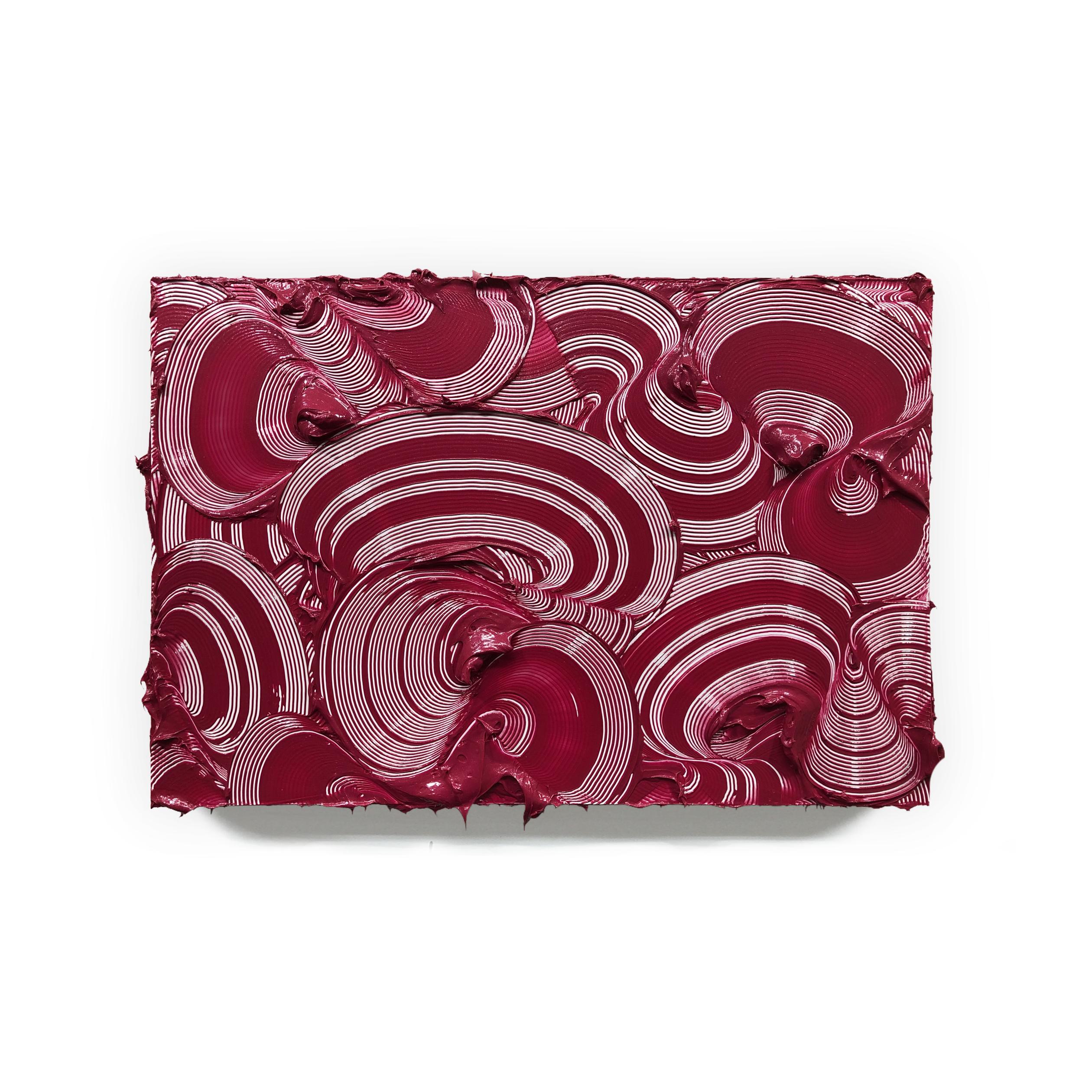 Abstract Sculpture di Tim Nikiforuk - Splendid II - pittura contemporanea strutturata, pennellate di magenta, astratta