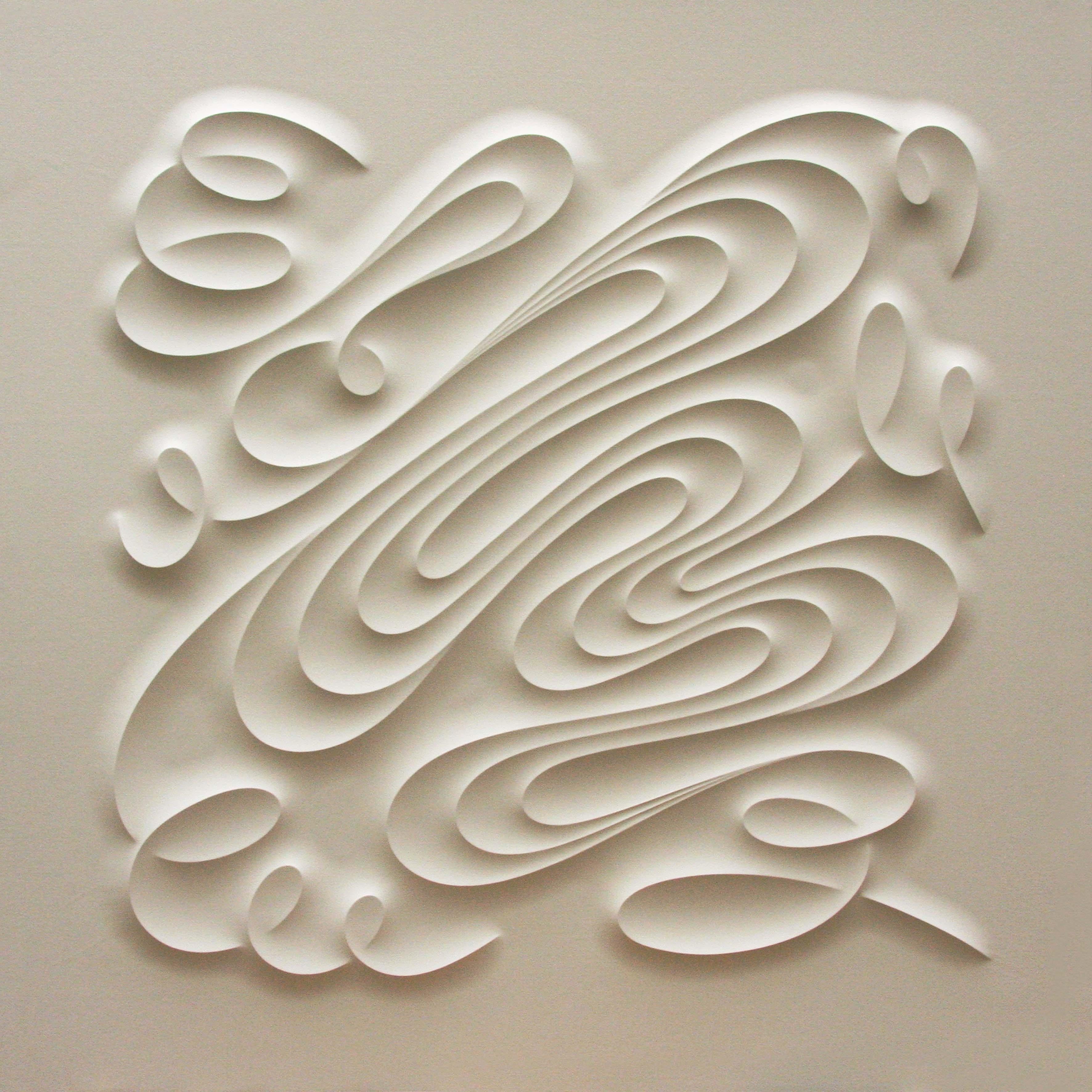 FID - curvature sculpture embossing on arches paper - white minimalist 