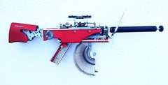 Olympia Valentine -red, Vintage Typewriter Machine Gun, wall sculpture