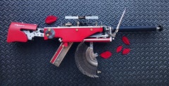 Olympia Valentine -red, Vintage Typewriter Machine Gun, wall sculpture