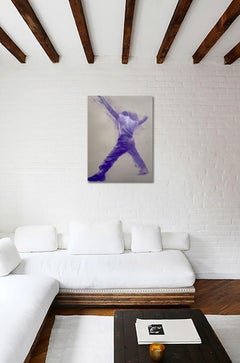 Studio di una stella, disegno realistico a pastello viola su carta di un uomo figo che danza