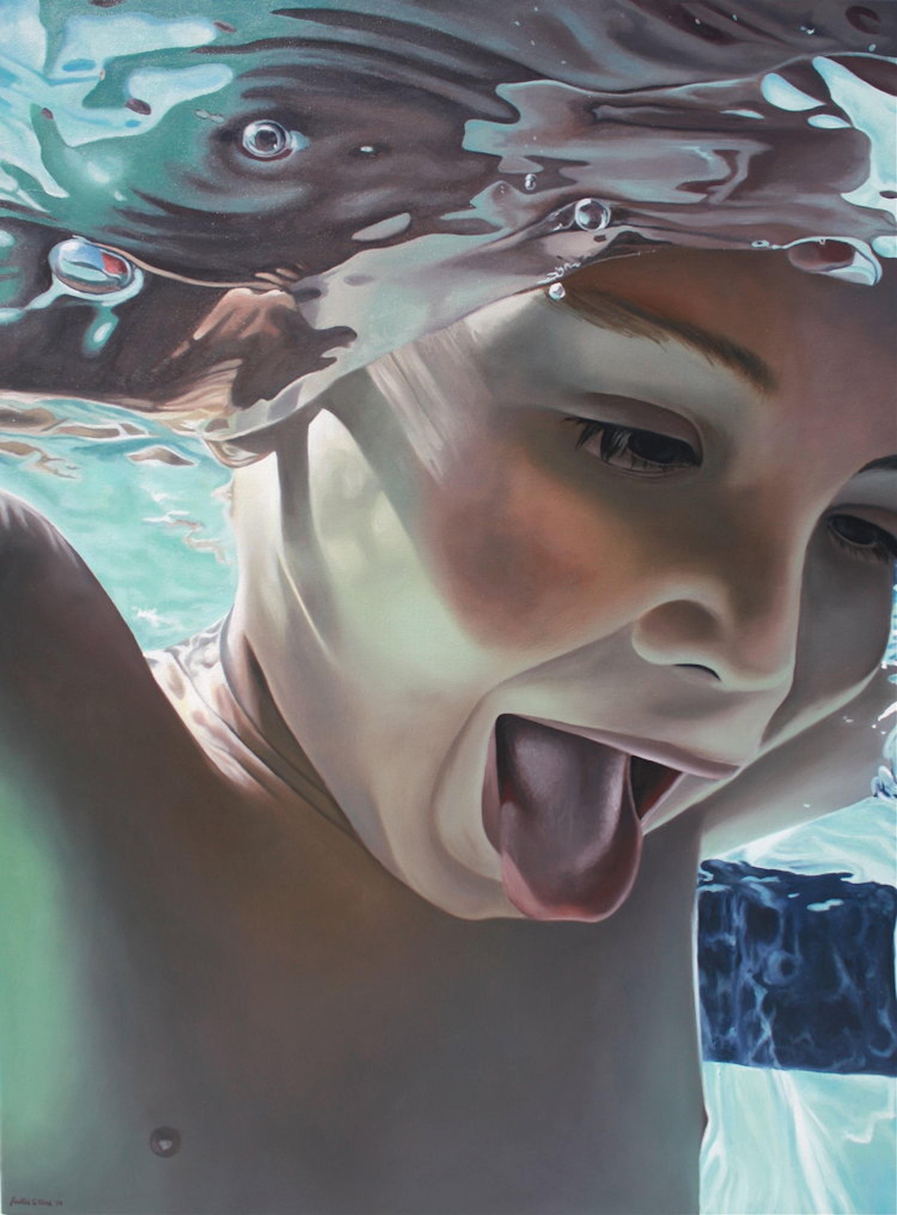 Figurative Painting de Jackie Gordon - Buceador de aguas profundas
