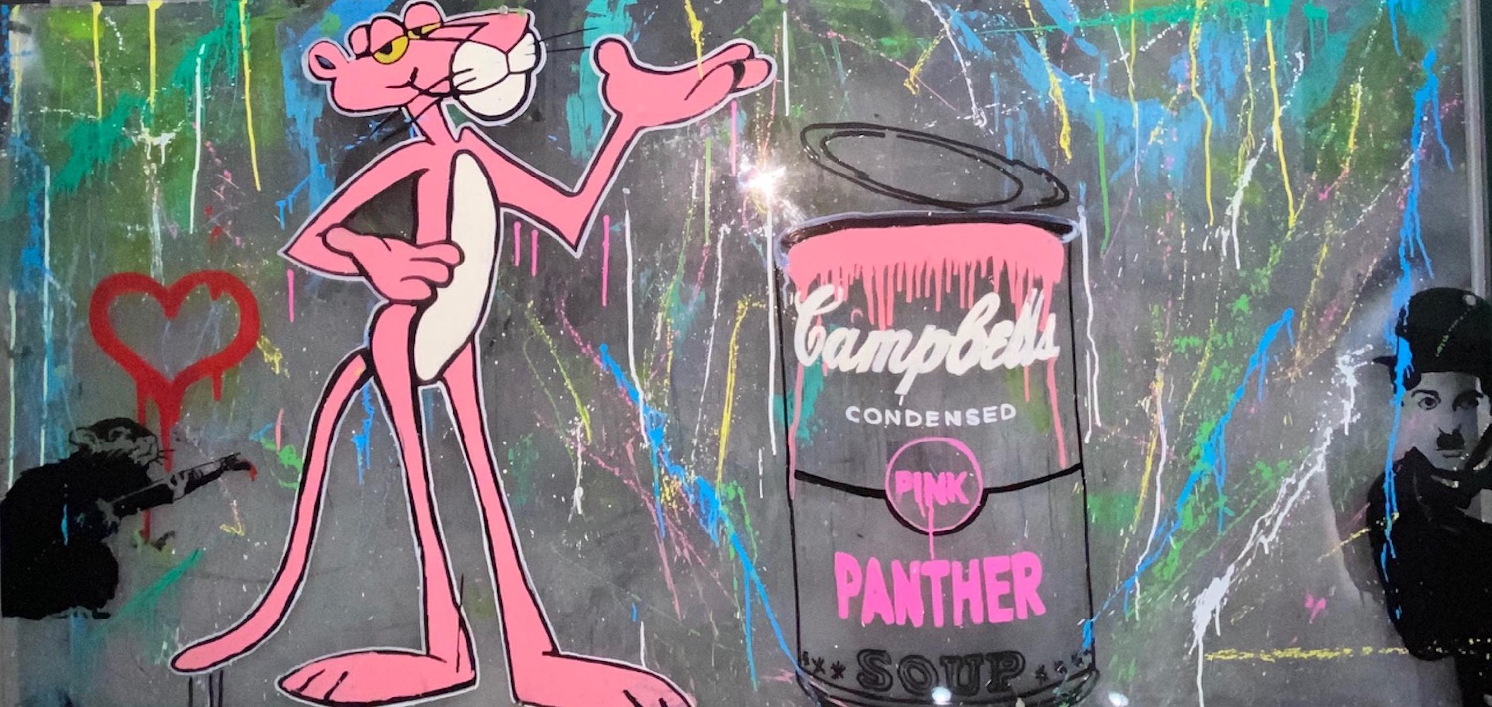 Aaron Gigi Animal Painting - Pink Panther & Chaplin