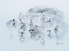 Fabric Figurative Drawings and Watercolors