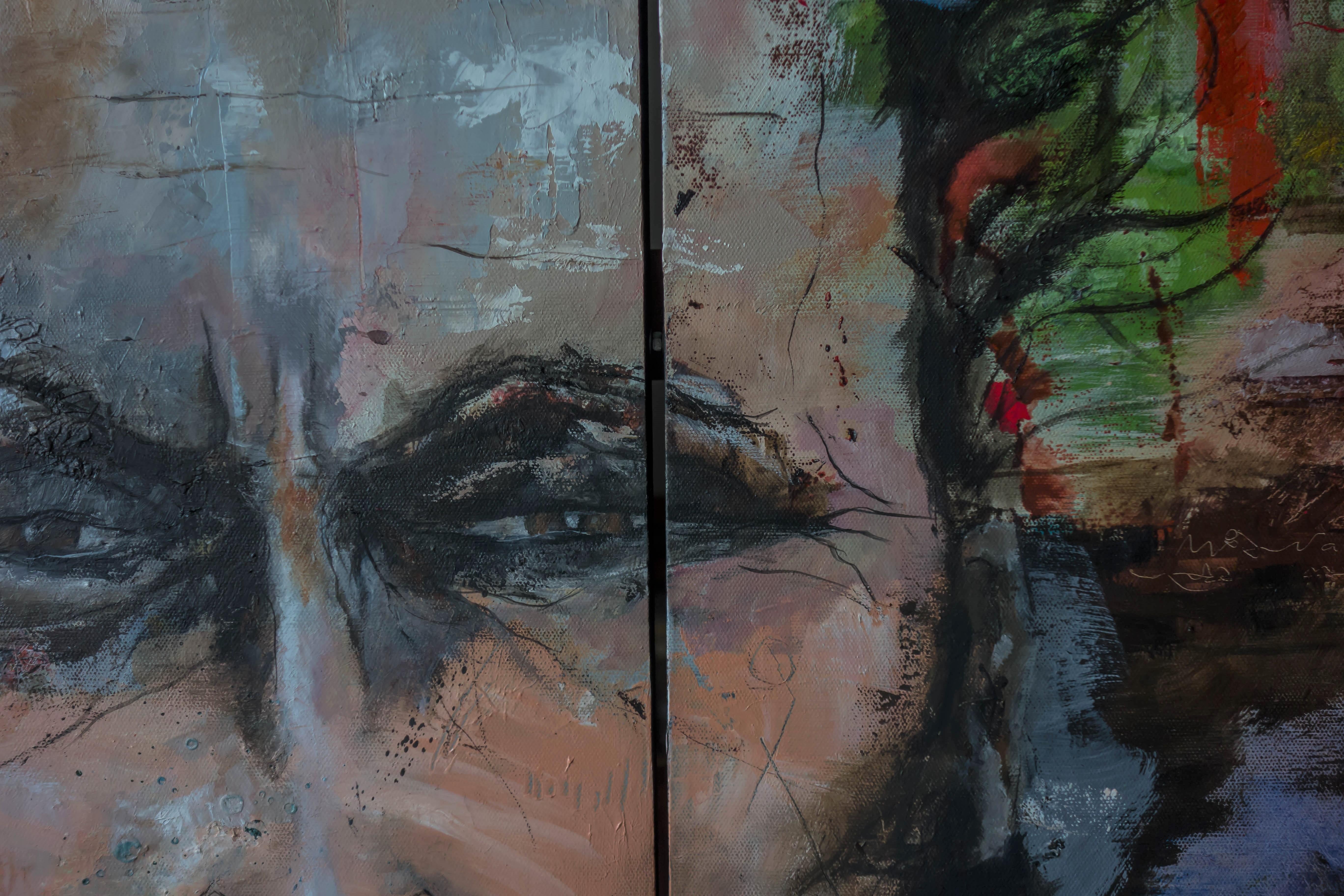 Il trittico uomo - Painting di Jean-Pierre Brissart