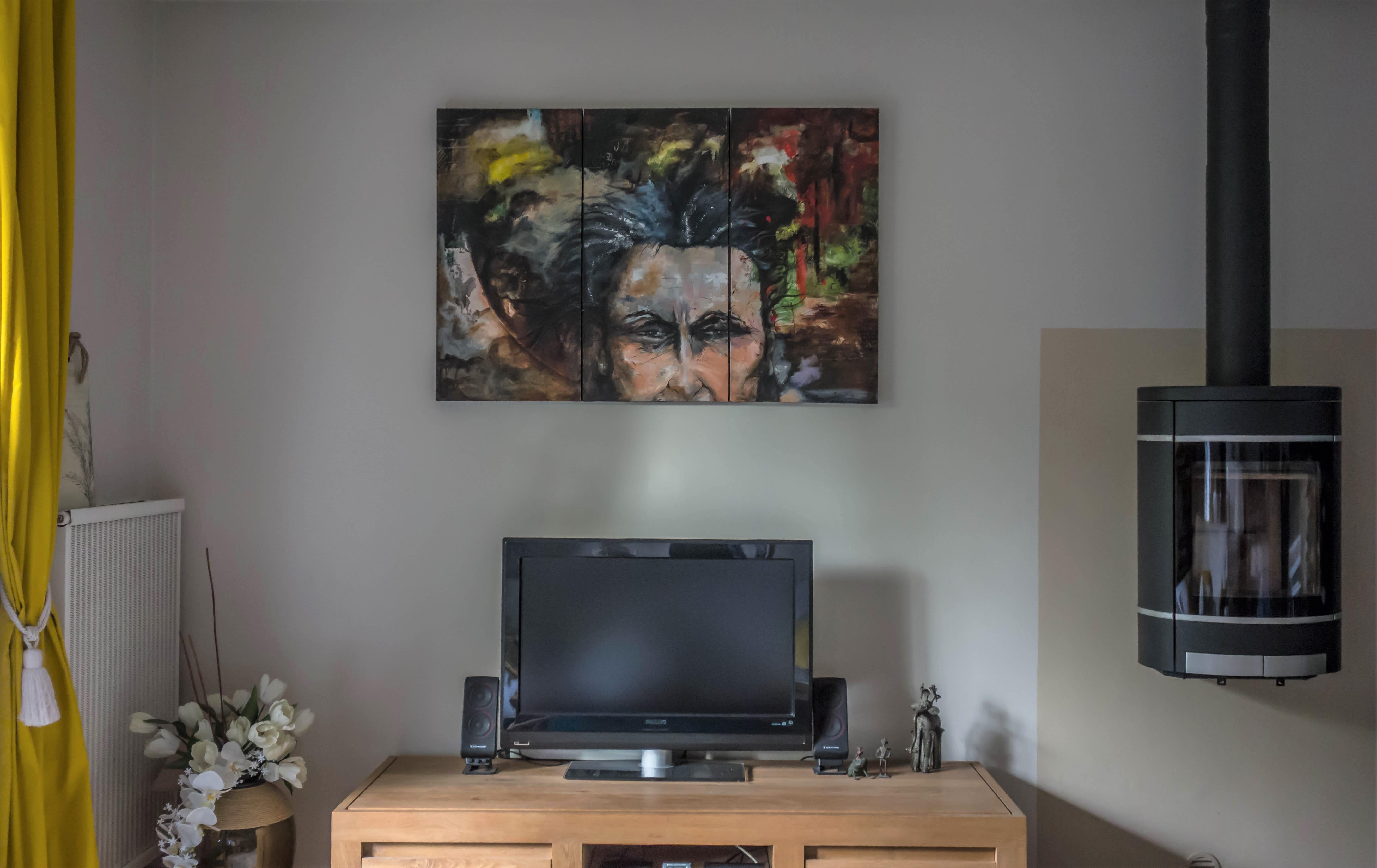 Il trittico uomo - Figurative Painting Nero di Jean-Pierre Brissart