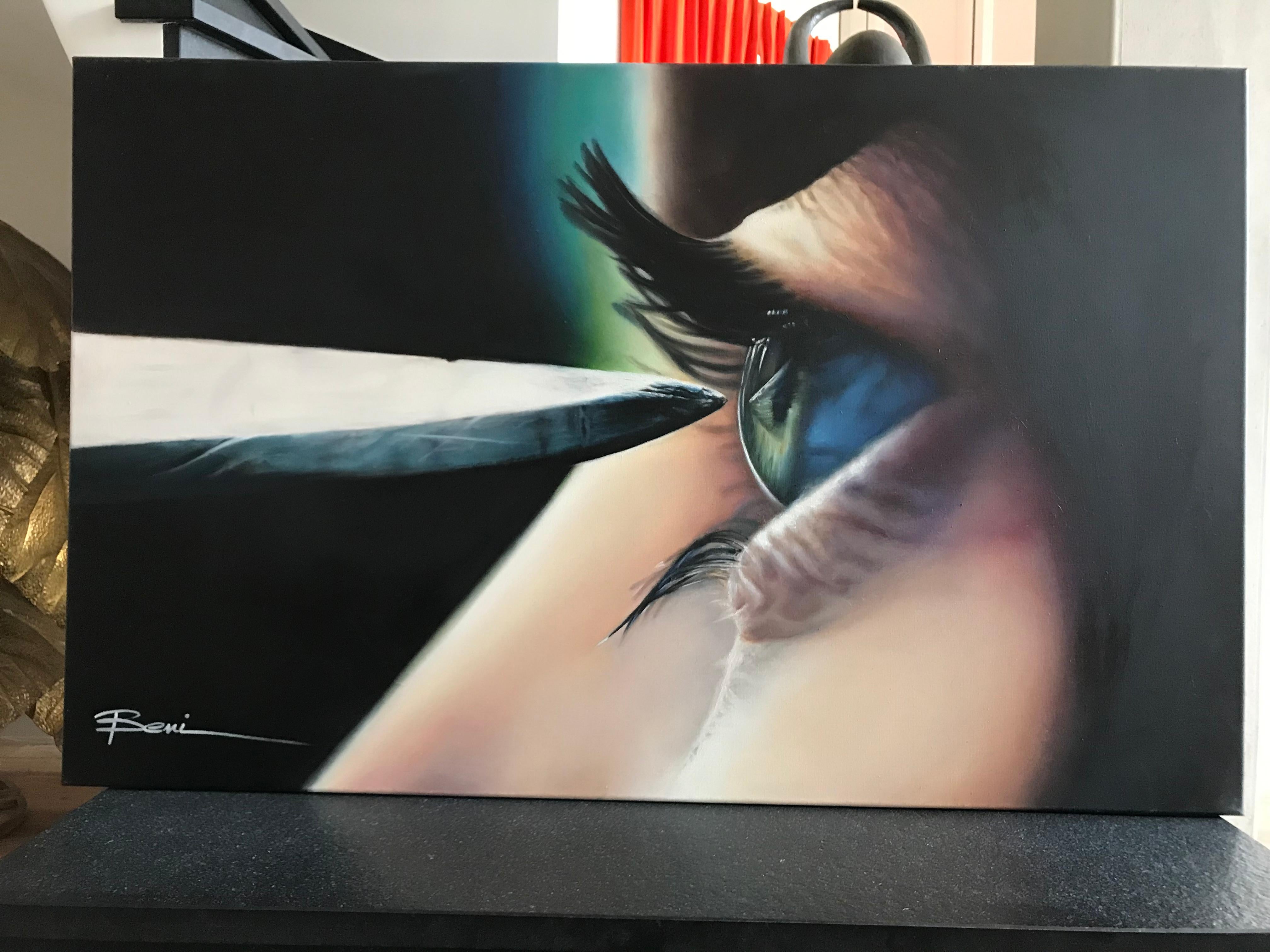 Blade to the eye - Painting by Unknown