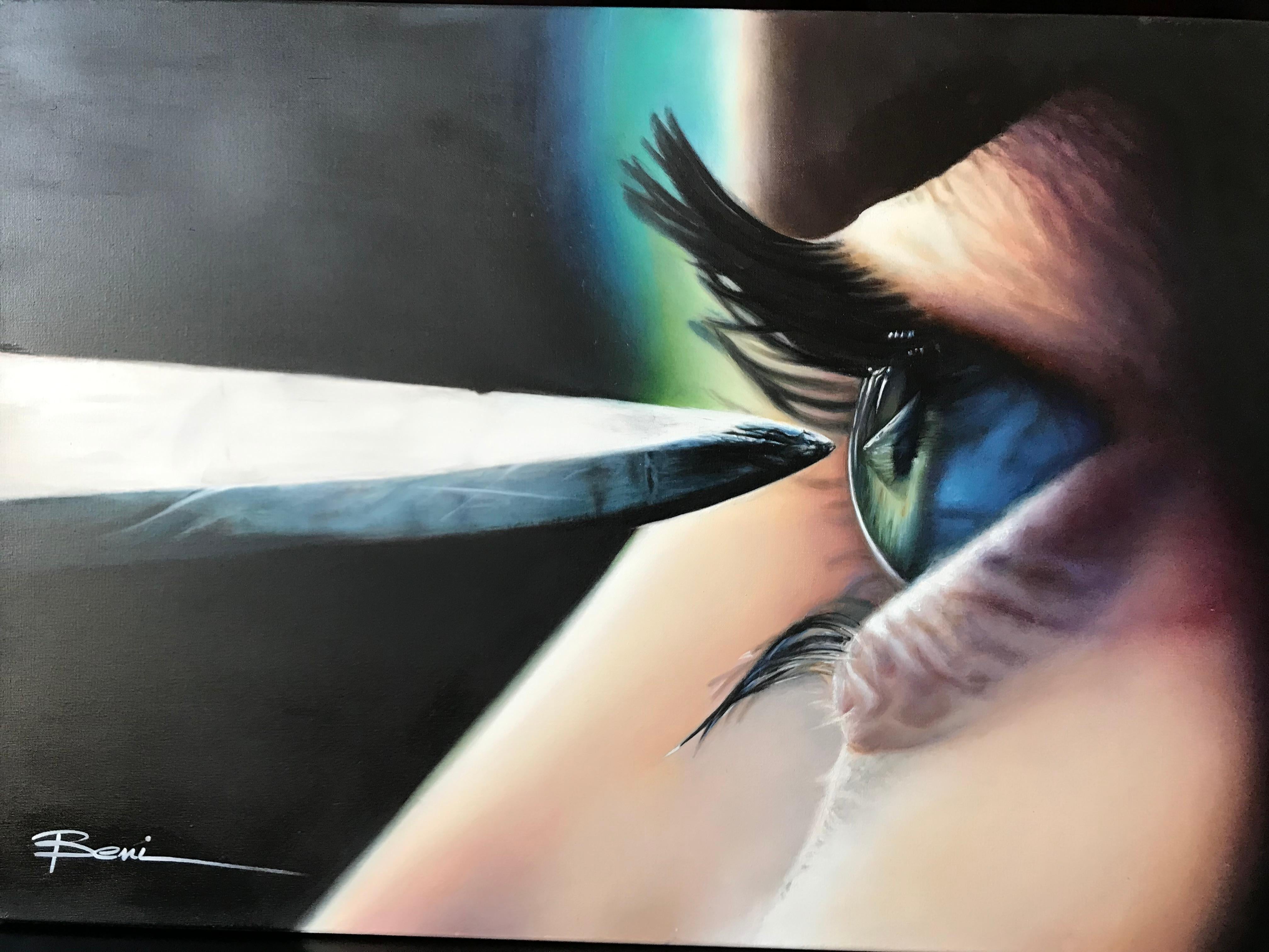 Unknown Figurative Painting - Blade to the eye