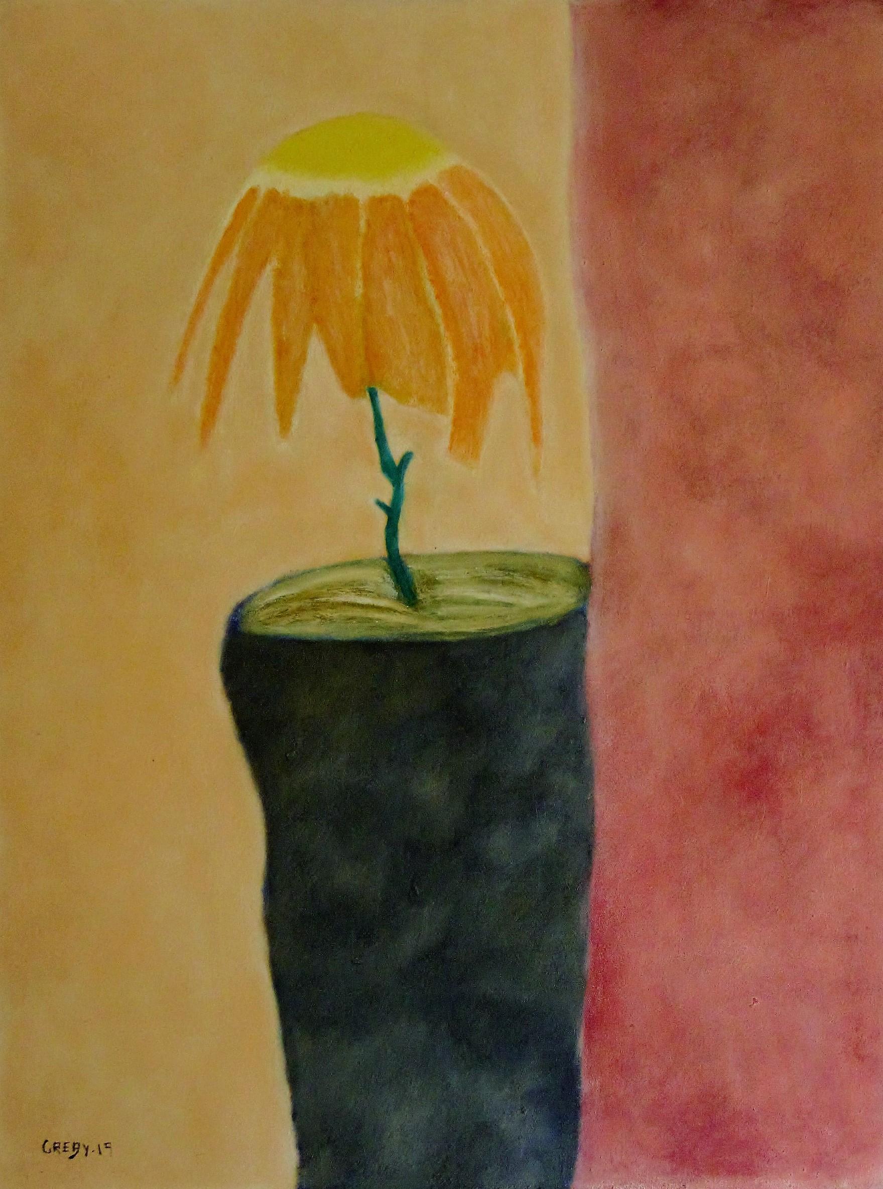 Oil on canvas of Vincent Greby " Sad Flower"