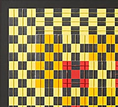 Françoise Luciani Orange checkerboard collage of paper - 2015