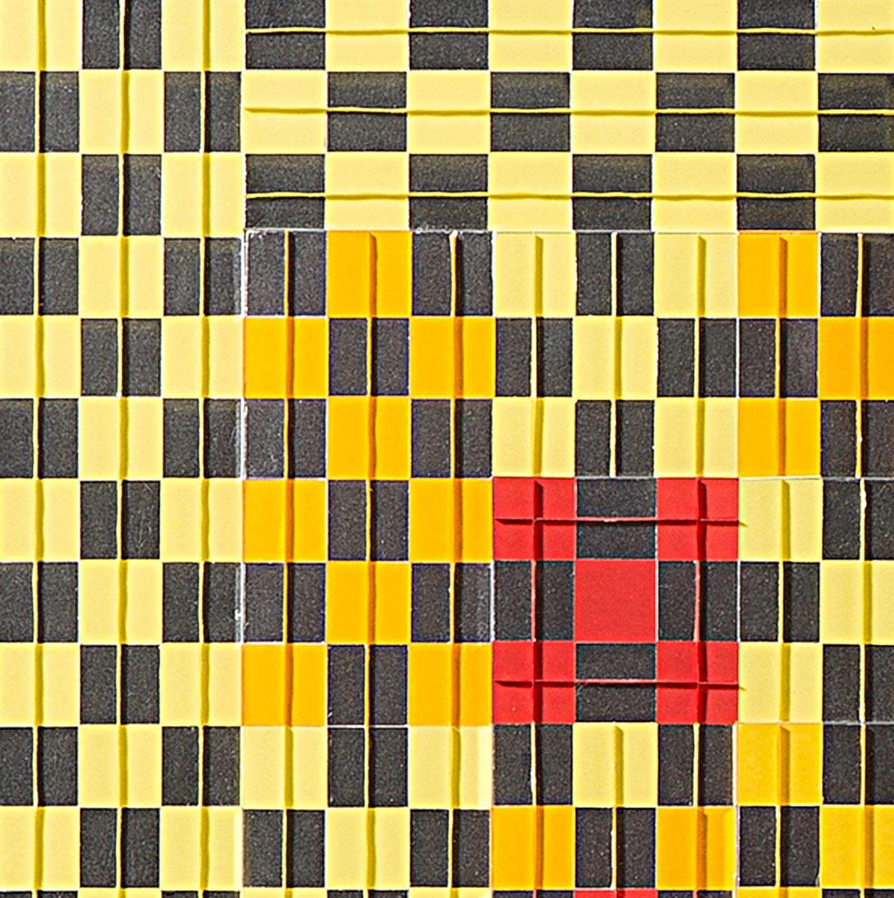 Françoise Luciani Collage de papier en damier orange - 2015 en vente 4