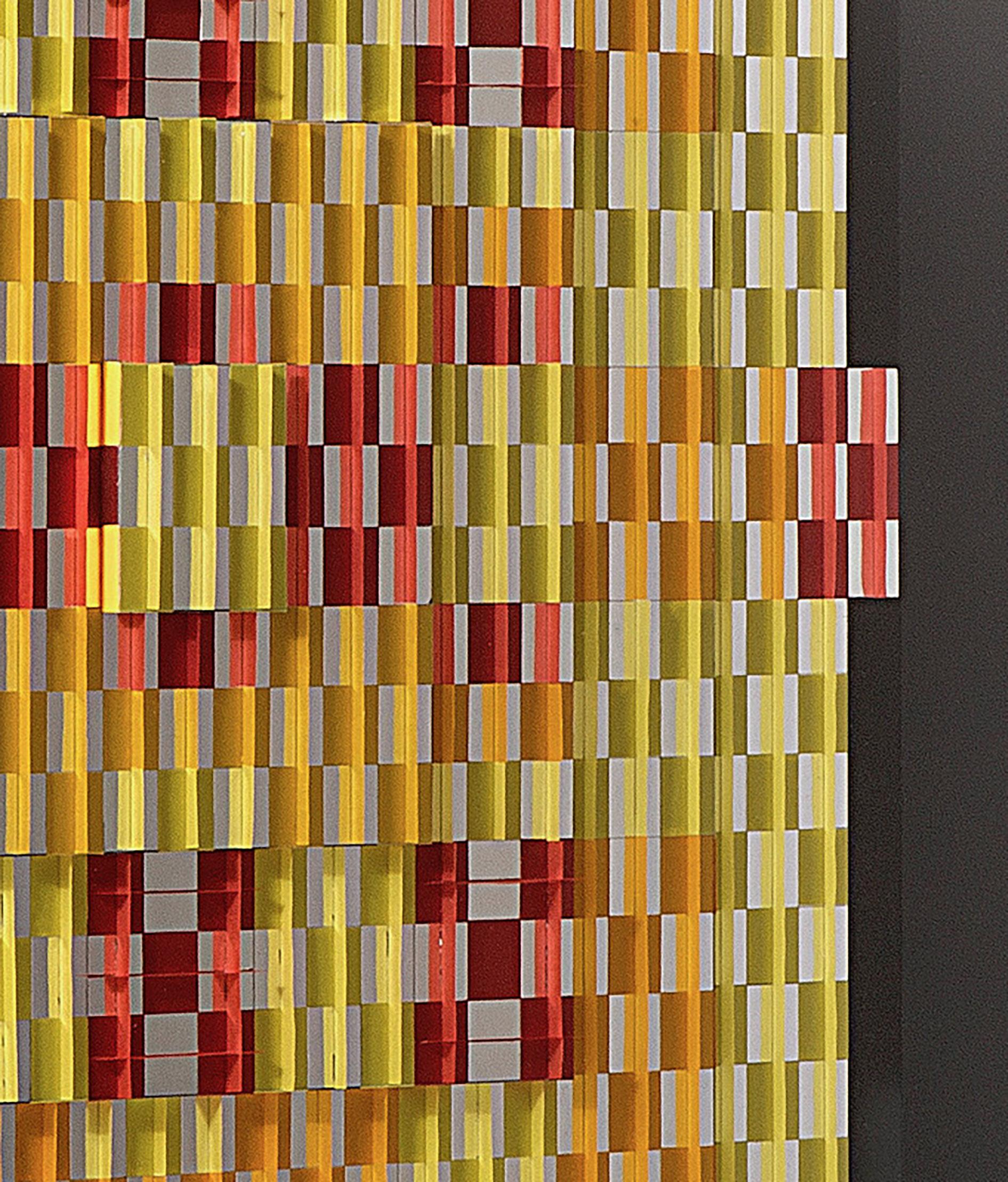 Françoise Luciani Collage de papier en damier orange - 2015 en vente 2