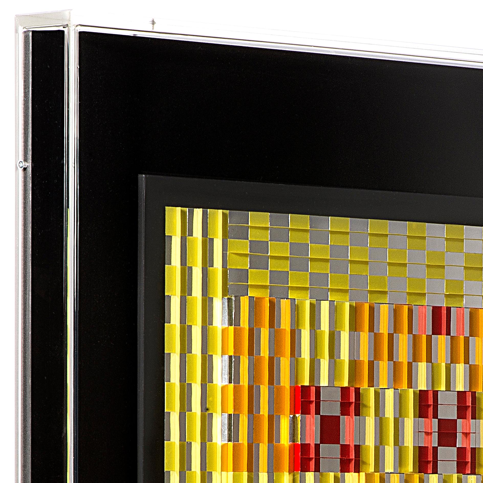 Françoise Luciani Collage de papier en damier orange - 2015 en vente 7