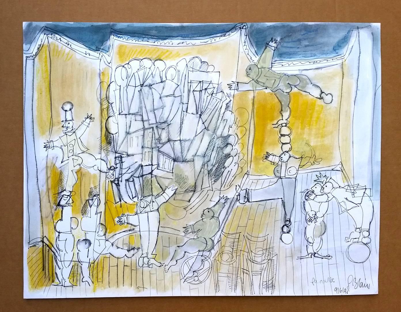 Die Stadt - 1995 (Grau), Figurative Art, von Gérard Blain