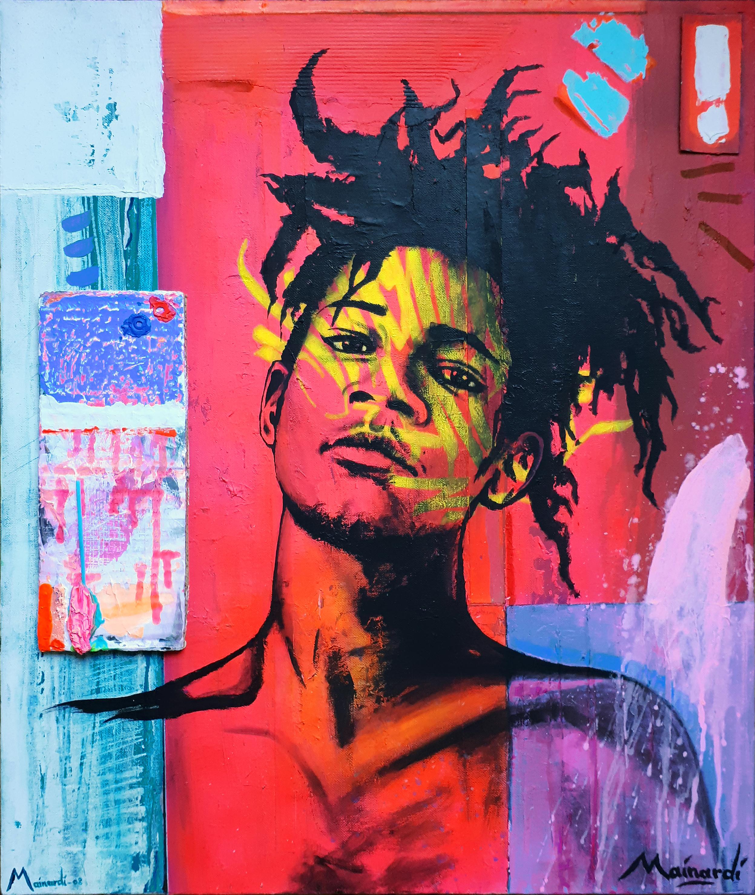 Thomas Mainardi Portrait Painting - Portrait of Jean-Michel Basquiat: "The Radiant Child