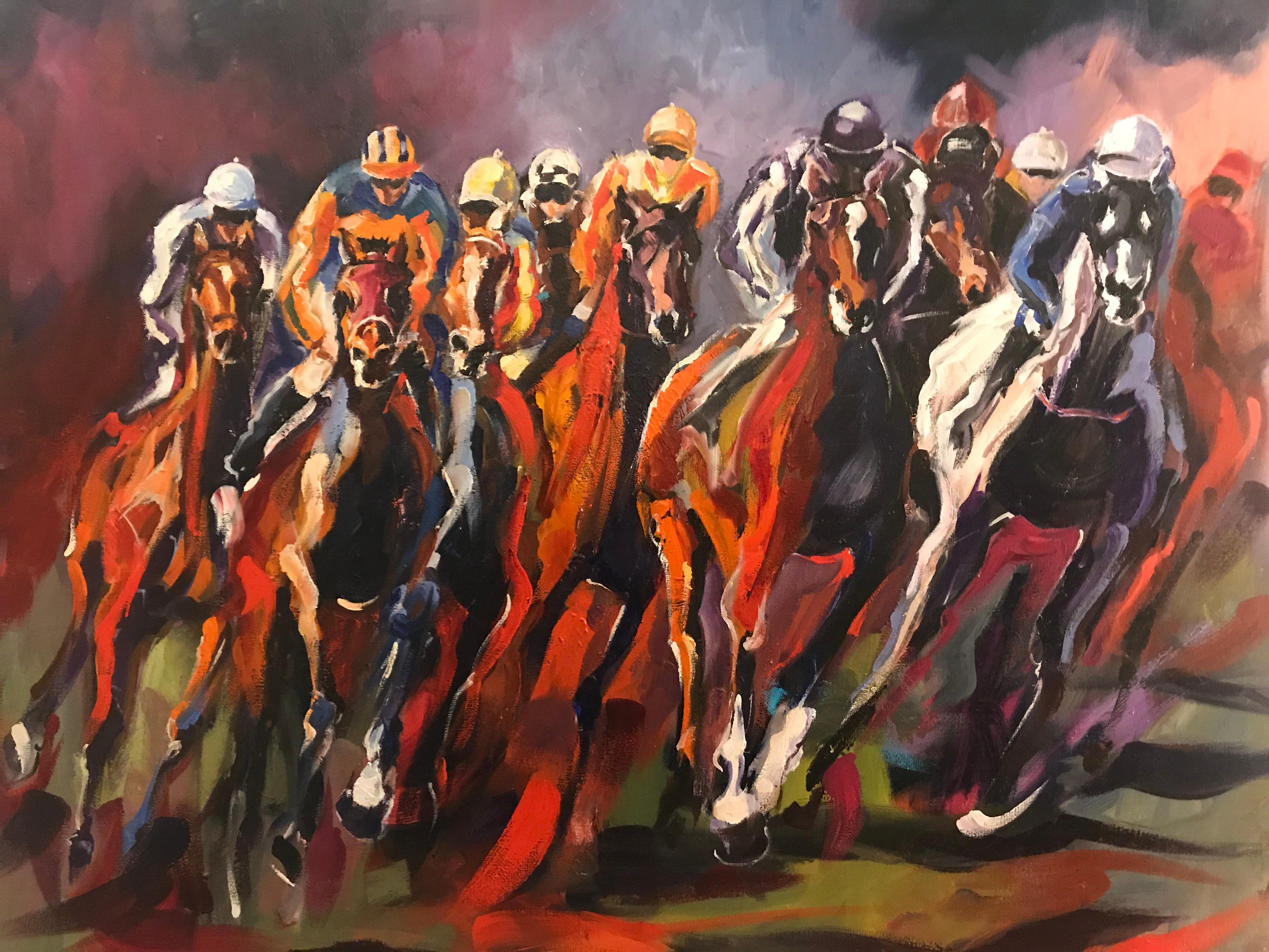 Sonia Lalic Figurative Painting -  A day at the Races