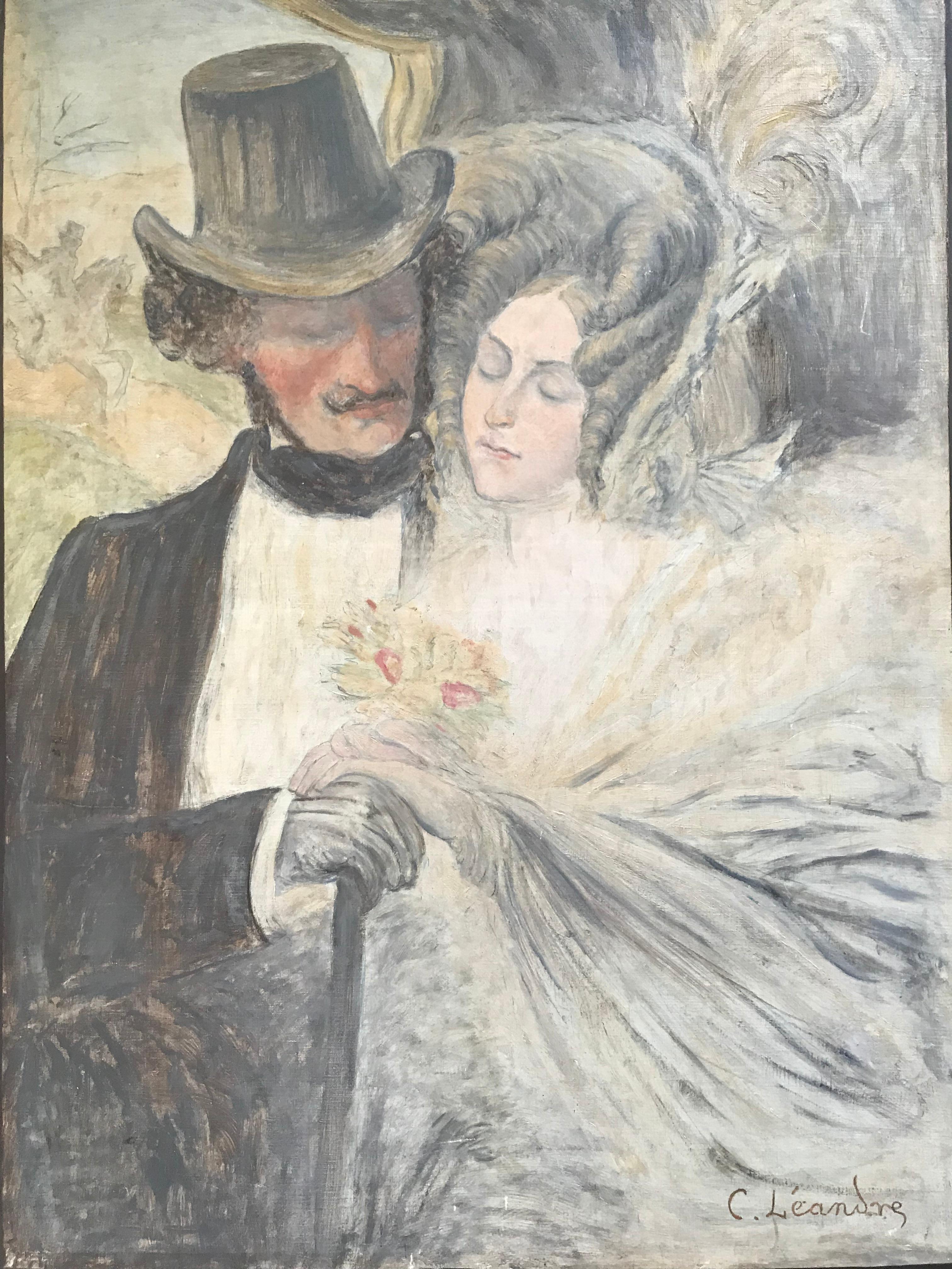 Charles Léandre Figurative Painting – Lovers für Liebhaber