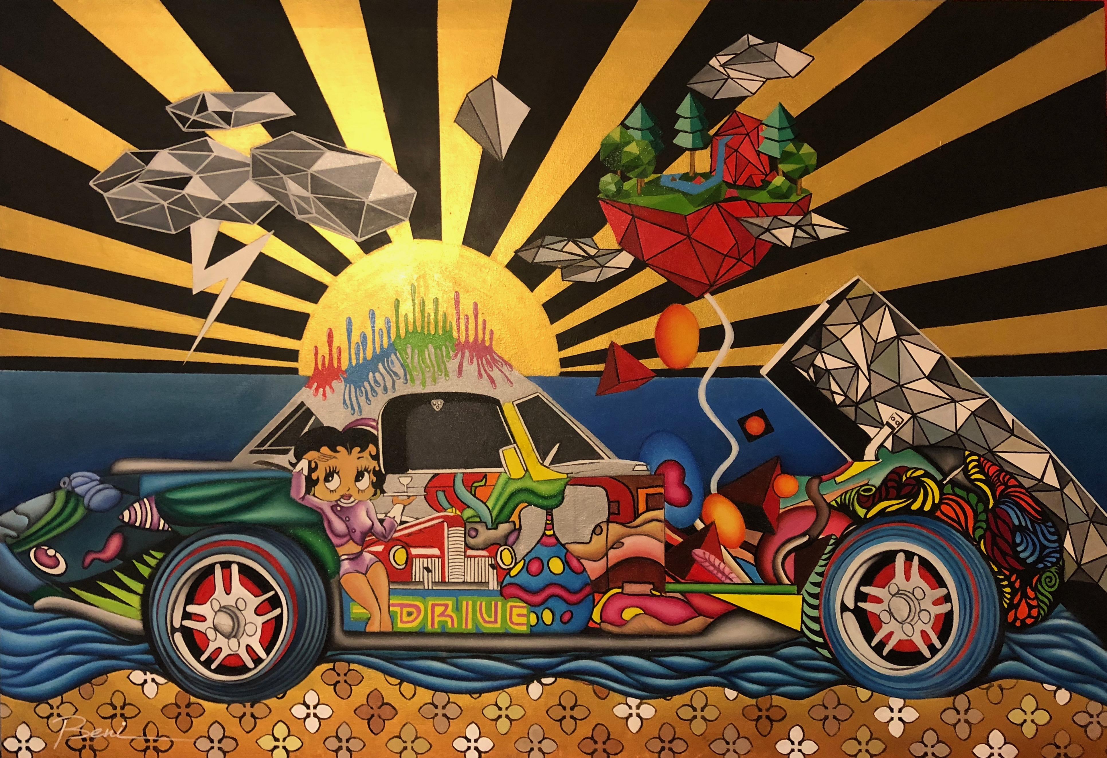 Figurative Painting di Unknown - Auto Utopica
