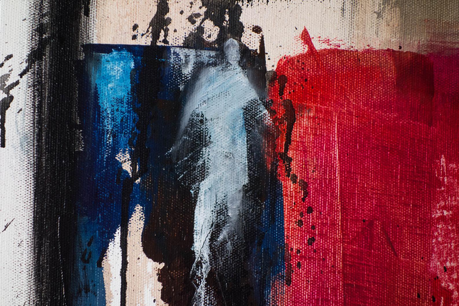 In attesa del terzo uomo - Figurative Painting Marrone di Jean-Pierre Brissart
