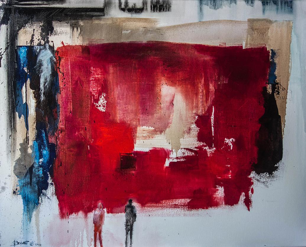 Figurative Painting di Jean-Pierre Brissart - In attesa del terzo uomo