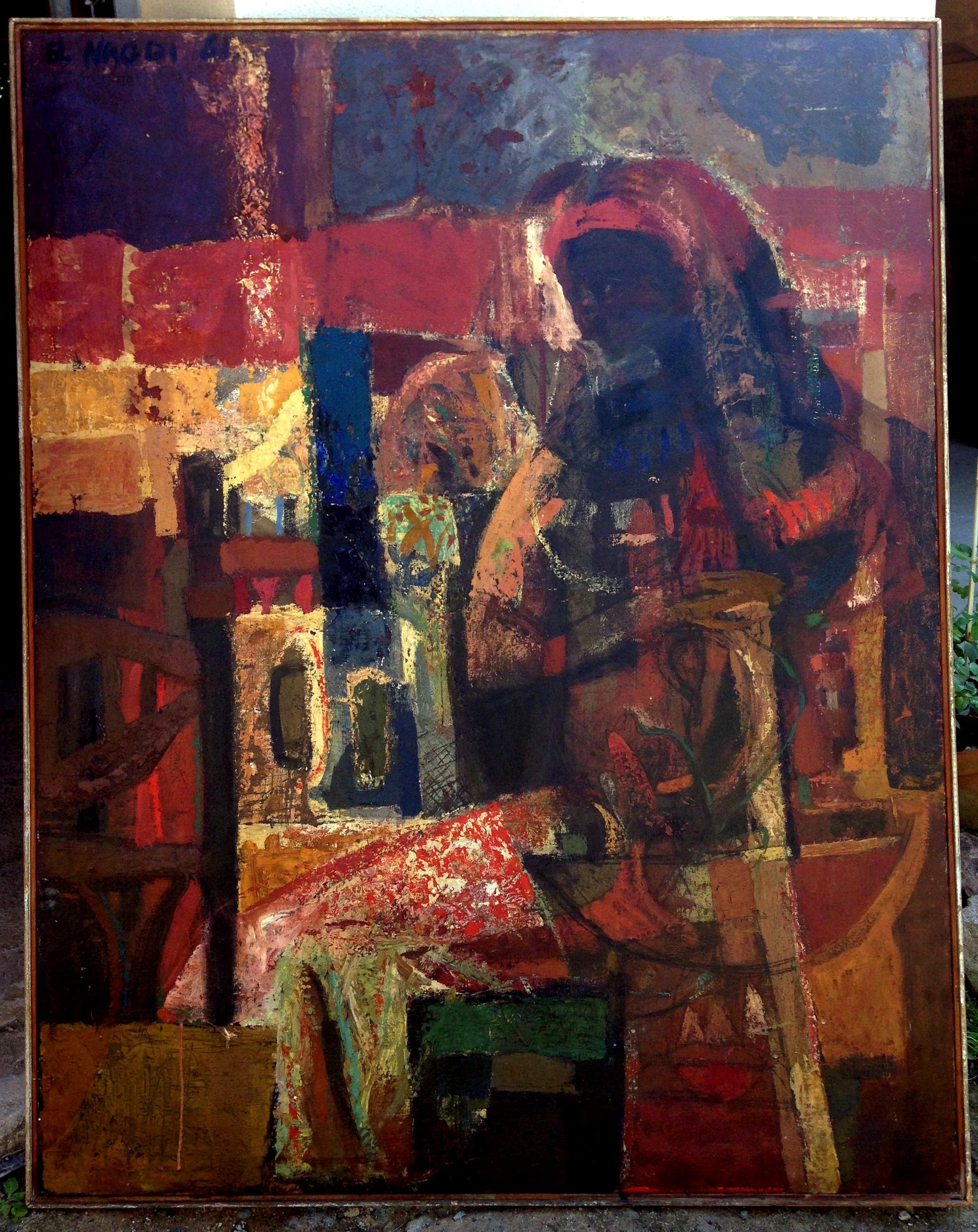 Maternité brune. 1961 . oil on canvas . - Painting by Omar El-Nagdi