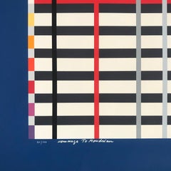 Litografia di Yaacov Agam  "Omaggio a Mondrian" 1975.