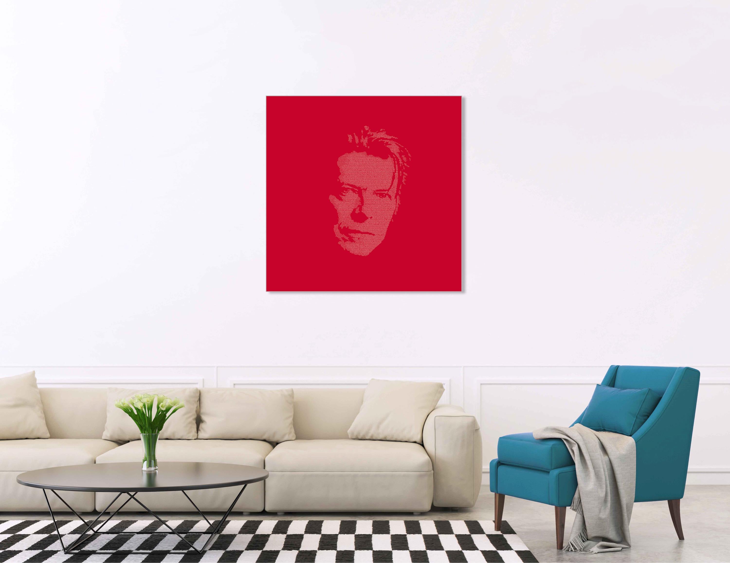 Direct printing on Plexiglass, contllage on Dibon plate, aluminium inserts at the back which allows to hang the work and also to «take off» it from the wall.
Size: 120 cm x 120 cm X 3 cm
Series of 6 copies
Weight: about 6 kg

A portrait in