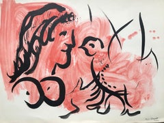 Vintage Marc Chagall Femme à l’oiseau 