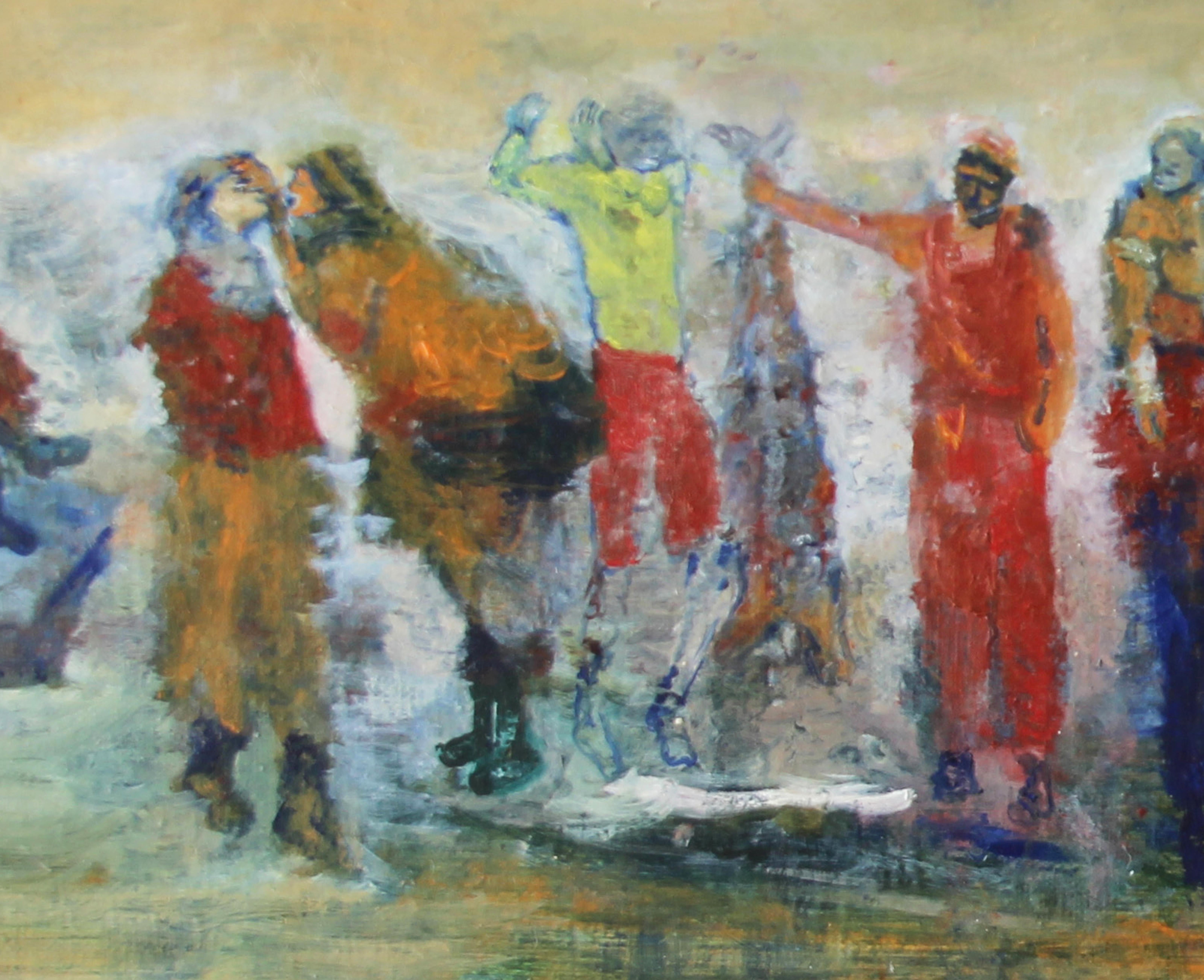 Titel: 52 - 3 ème degré (2) (Grau), Figurative Painting, von Elodie Huré