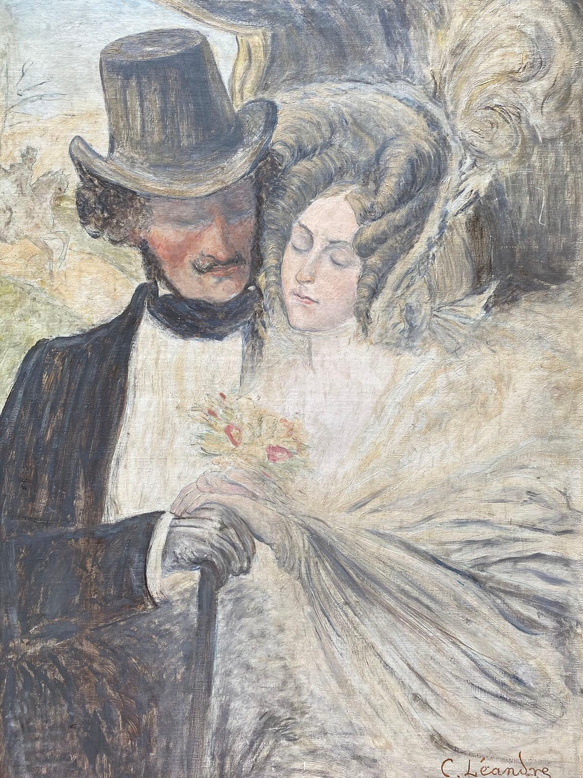 charles leandre Portrait Painting - Charles Léandre "Lovers"  1925