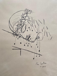 Jean Cocteau  "Christ with the crown of thorns" Charcoal 1956