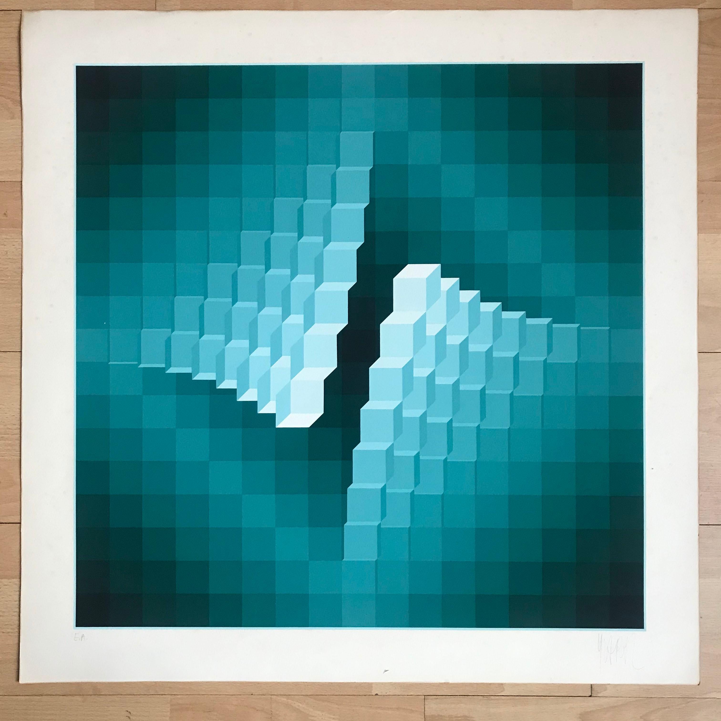 Yvaral (Jean-Pierre Vasarely) Lithographie Geometrical 