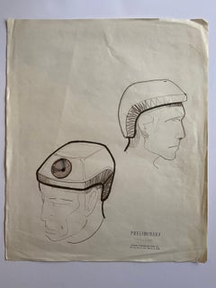 Drawing « two helmeted men » for the NASA - Raymond Loewy et William Snaith