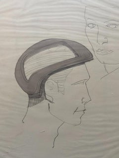 Retro "Helmeted man 4" drawing for NASA - Raymond Loewy and William Snaith