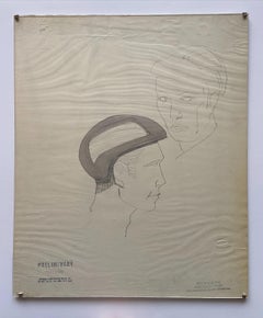 "Helmeted man 4" drawing for NASA - Raymond Loewy and William Snaith