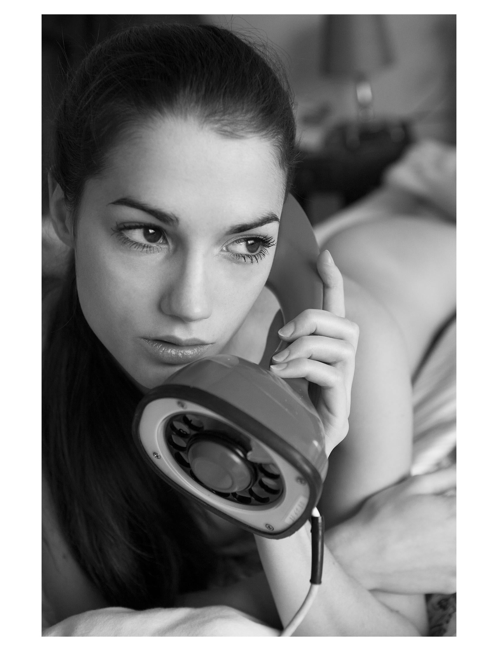 Old phone 2013 - Black Nude Photograph by ALAIN DAUSSIN 
