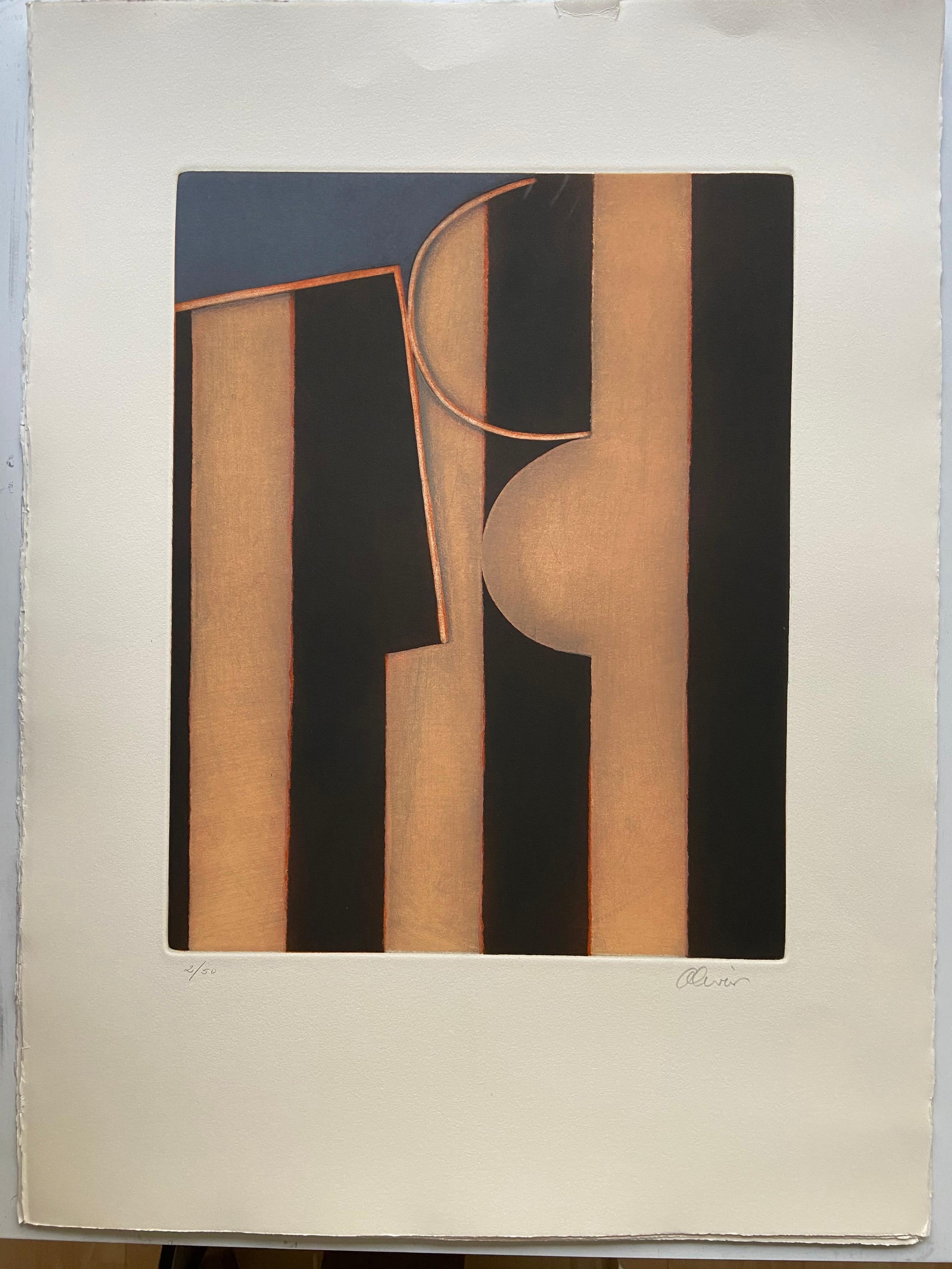 Perry Oliver Abstract Print - Lithograph - Pareja de reglas afectadas - 1999