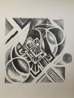 Lithograph Robert Delaunay - Paris, aerial view of the tower - 1926